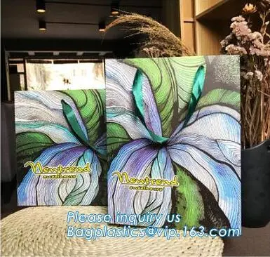 paper bag cosmetic packaging carrier bag with handle, eco-friendly custom kraft paper bag for gift, shopping packaging paper bag