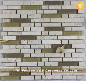 Glossy and Square Glass Mix Stone Mosaic For Wall and Floor