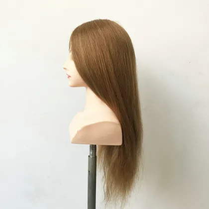 Can be perm dye curl practising female stand type human hair mannequin training head with shoulders
