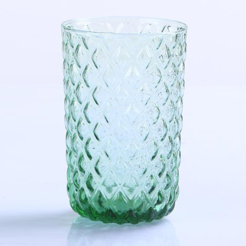 Factory Direct High Quality Diamond Pattern Colored Glass Cup