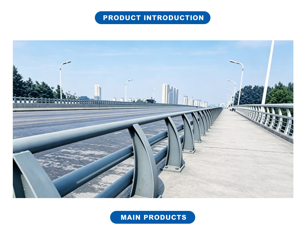 Grey Curved Post Bridge Crash Guardrail X