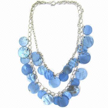 Shell Necklace/Real Cultivative Shell Necklace/Blue Shell Two Strand Necklace