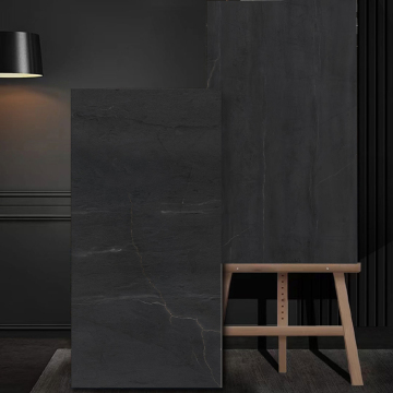 Black Gray Marble Texture Porcelain Tile for Indoor/Outdoor Floors and Walls