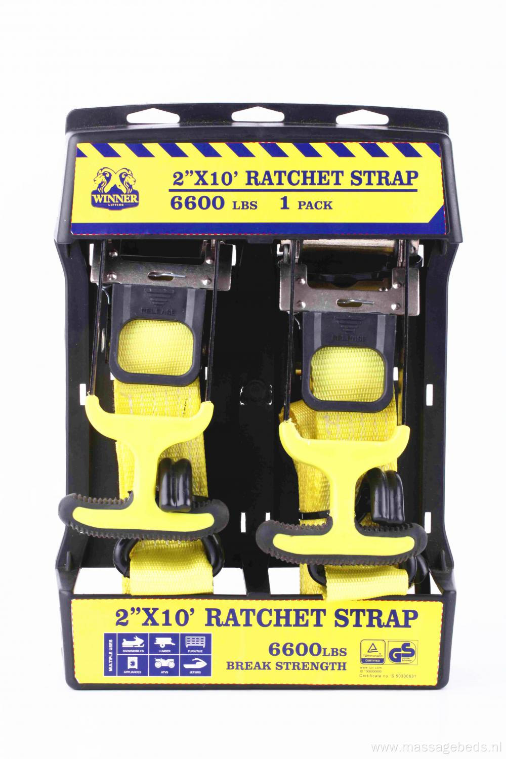 GS Approved 2''X10'Ratchet Lashing Belt Kit with Soft Handle