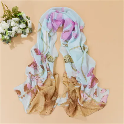 WJ1604 Women Peony Flower Chiffon Scarf Shawl scarves wholesale