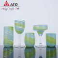 Green Glasses tumbler design spiral stripe glass set