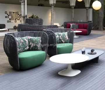Waterproof Aluminum Frame Rope Woven Outdoor Patio Sofa Set with Soft Cushion