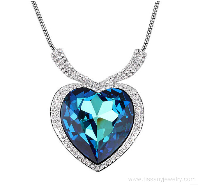 Heart of the ocean crystal heart love necklace pendant