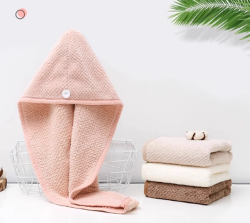 Double-Layer Thick Coral Fleece Pineapple Grid Hair Drying Cap