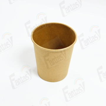 disposable brown kraft paper soup bowl with lid