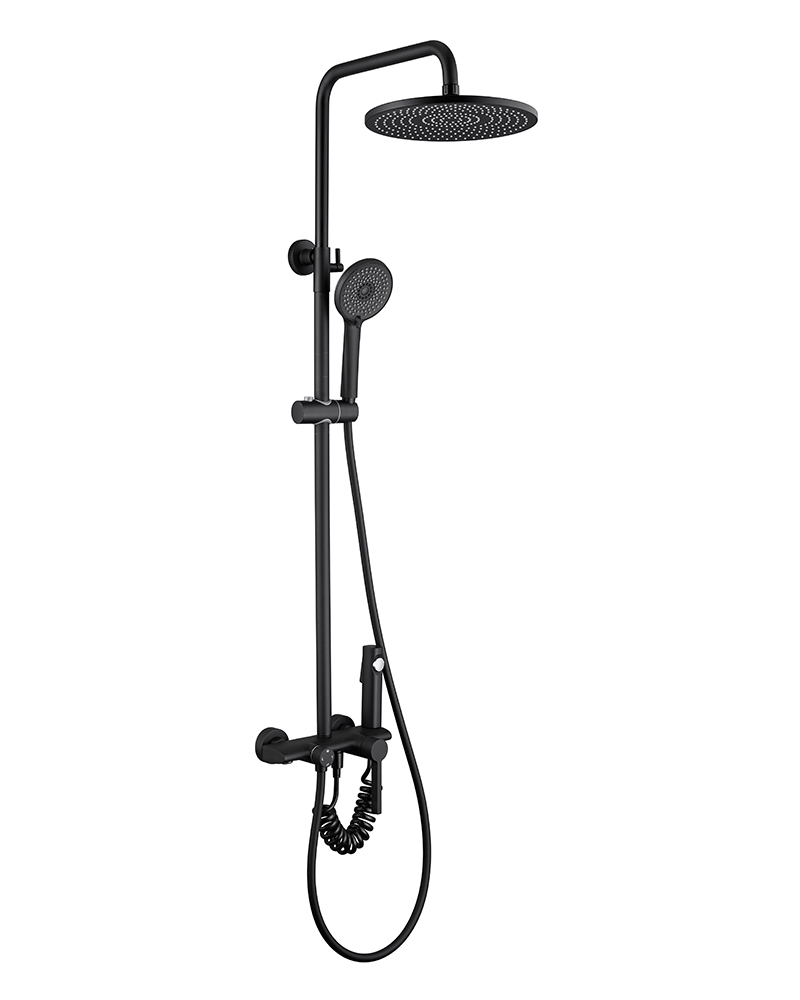 Black Modern Bathroom Rain Shower Faucet Mixer Set