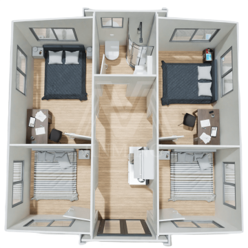 Planes de casas de contenedor de envío de 4 dormitorios