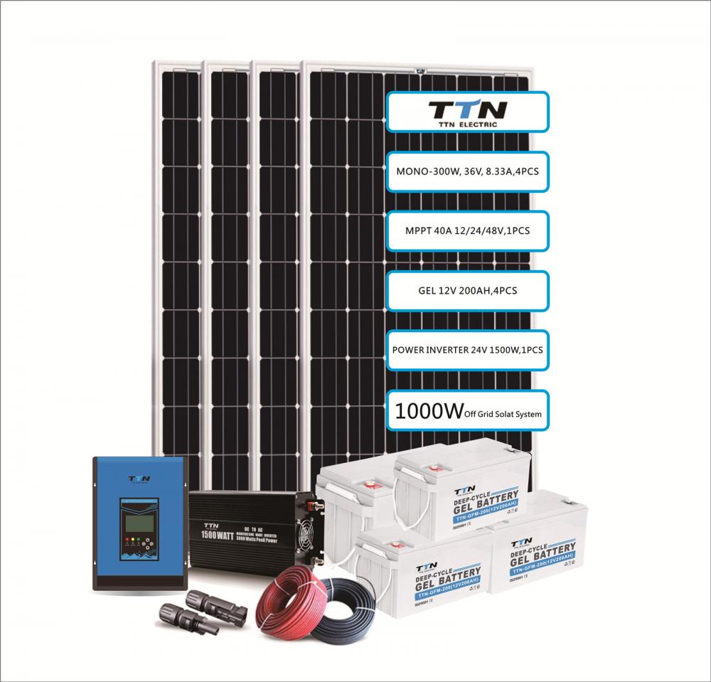 1000W, 1100W, 1200W do sistema solar de grade