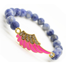 Sodalite Gemstone Bracelet with Diamante alloy Wing Piece