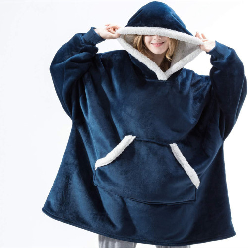 High quality warm TV poncho fleece hoodie blanket