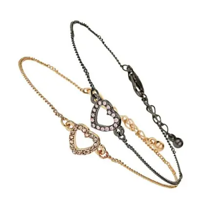 Elegant diamond heart charm bracelet