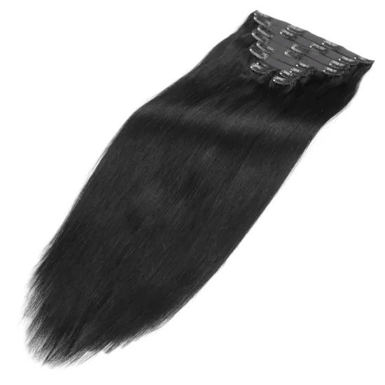 Alibaba Aliexpress 26 inch Long Hair Brazilian Virgin Clip In Human Hair Extensions Full Head Natural Black