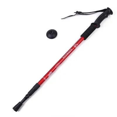 Aluminum Telescopic Mountain Trekking Pole Straight Handle Walking Hiking Cane
