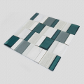 Geometric arrangement art glass mosaic tiles