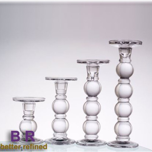 Metalic Gold Beade Glass Pillar Holder