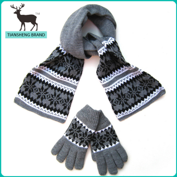 Popular custom featured snow pattern scarf and glove set