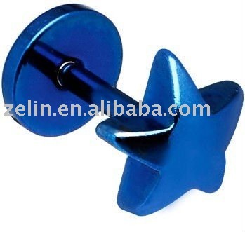 Blue Star Titanium lip labret ring body piercing jewelry