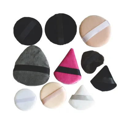 Custom Black Pink Logo Angled Powder Puff with Pocket Triangle - Cosmetics Applicator