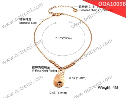Fortune Cat rose golden color anklet with fancy design