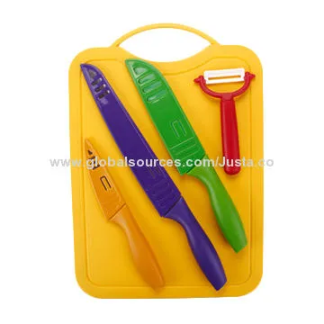 3 Pieces Non-stick Santoku Knife Set with PP + TPR Handle