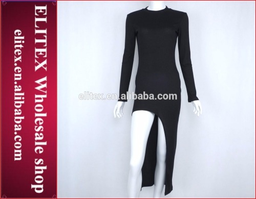 Wholesale fashion stock high cut black woman designer one piece party dress