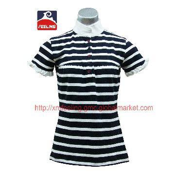 New Style Fashion Womens Stripe Polo Shirt