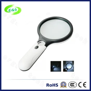 Round Hand Held Portable Pullout Illuminated LED Jeweler Magnifier
