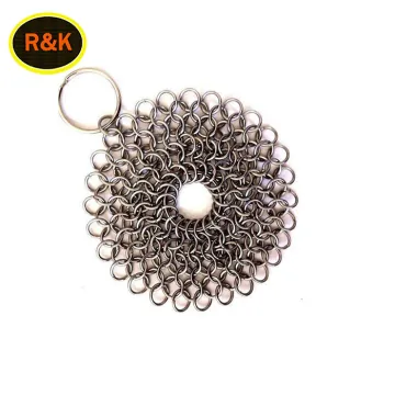 Round size stainless steel scrubber/chain mail cleaner/cast iron pan cleaner