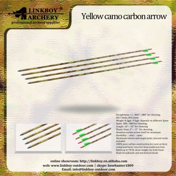 Made in China linkboy LBA003 Yellow camo carbon arrow for compound bow