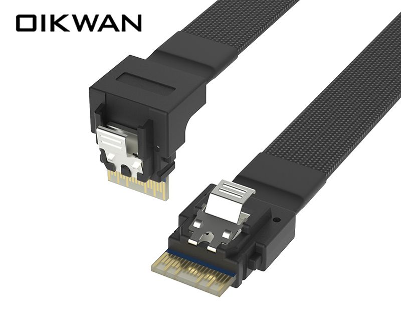 SlimSAS SFF-8654 4i to 4i 90 Degree Cable Slimsas 4i Connector