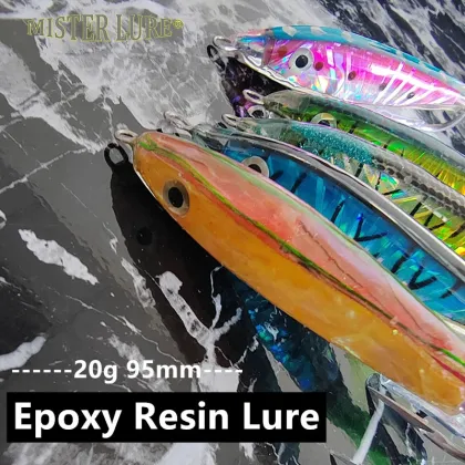 Custom MISTER LURE 95mm 20g Epoxy Resin Bait for Perch, Tuna, and Kingfish with Double Hooks