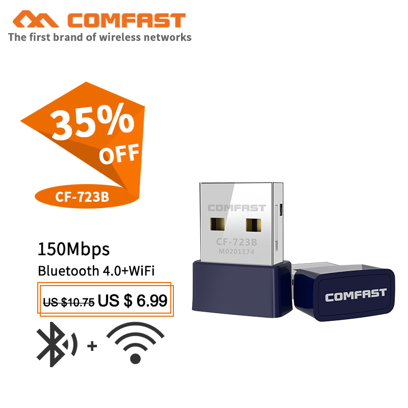 Comfast CF-723B Mini USB WiFi Adapter 150Mbps Wi-Fi dongle receiver PC Network Card bluetooth 4.0 USB Ethernet WiFi adapter ap