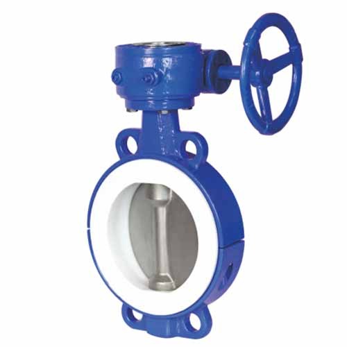 Fluorine-lined clamp-on butterfly valve