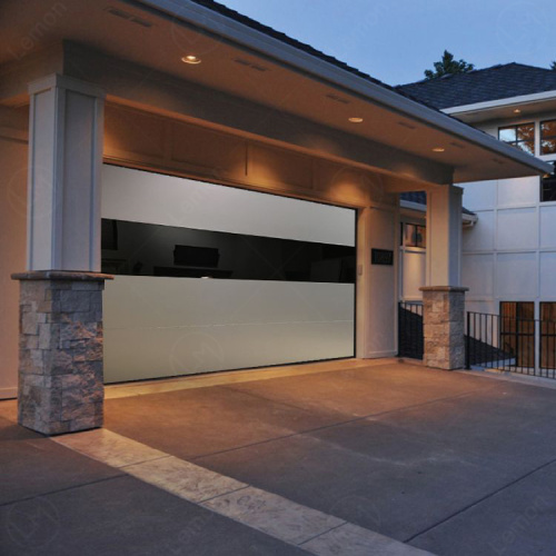 Contemporary Black Steel Electric American Garage Door