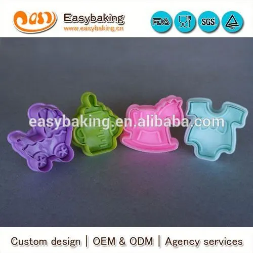 Factory custom supply baby plastic cookie cutter stamp