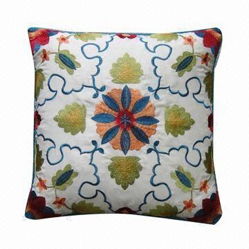 Embroidery Cushion with Polyester Filling, Measures 38 x 38cm