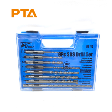 8pcs SDS PLUS Electric Hammer Drill Bit Set for Concrete Masonry Drilling in Plastic Box