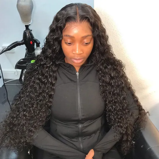 180% 200% Density Raw Human Hair Lace Front Wig,Wholesale Remy Water Wave Brazilian Hair Wig,Transparent Lace Wigs Pre-Plucked