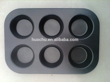 Carbon steel non stick non-stick coating 6 six cups holes muffin pan