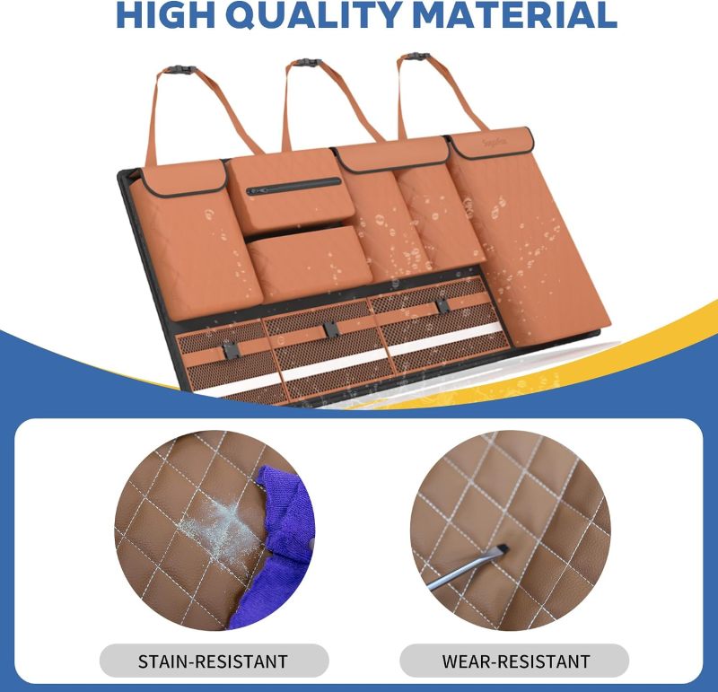 PU Leather Foldable Car Backseat Hanging Organizer