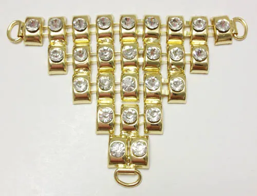 Gold Metal Trim Lady Diamante V Shape Sandals Trim