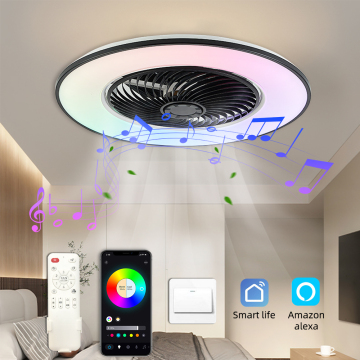 Smart Ceiling Fan with RGB LED Light and Remote Control