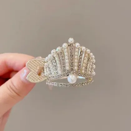 High-Grade Rhinestone Ponytail Clip - Queen Crown U-shaped Hairpin