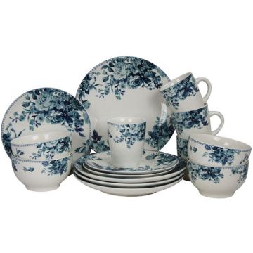 Customized Blue Lotus Porcelain Dinnerware Set - 4pc Bowl and Plate Set