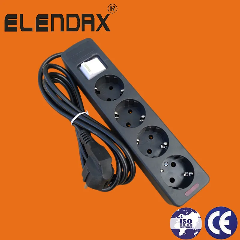 Европейский 4-контактный удлинитель шнура питания с заземлением (E5004E)